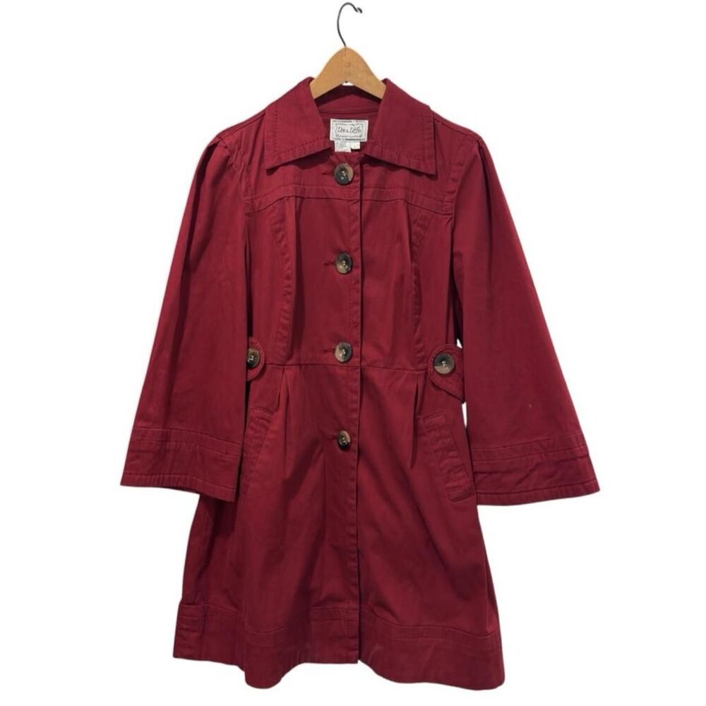 Live a Little Modern Brick Trench Coat Womens L Belted 3/4 Sleeve Button Front
